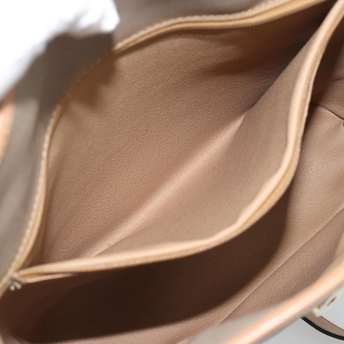 Christian Dior Shoulder Bag PVC Leather Beige Gold Tone Auth gh2327