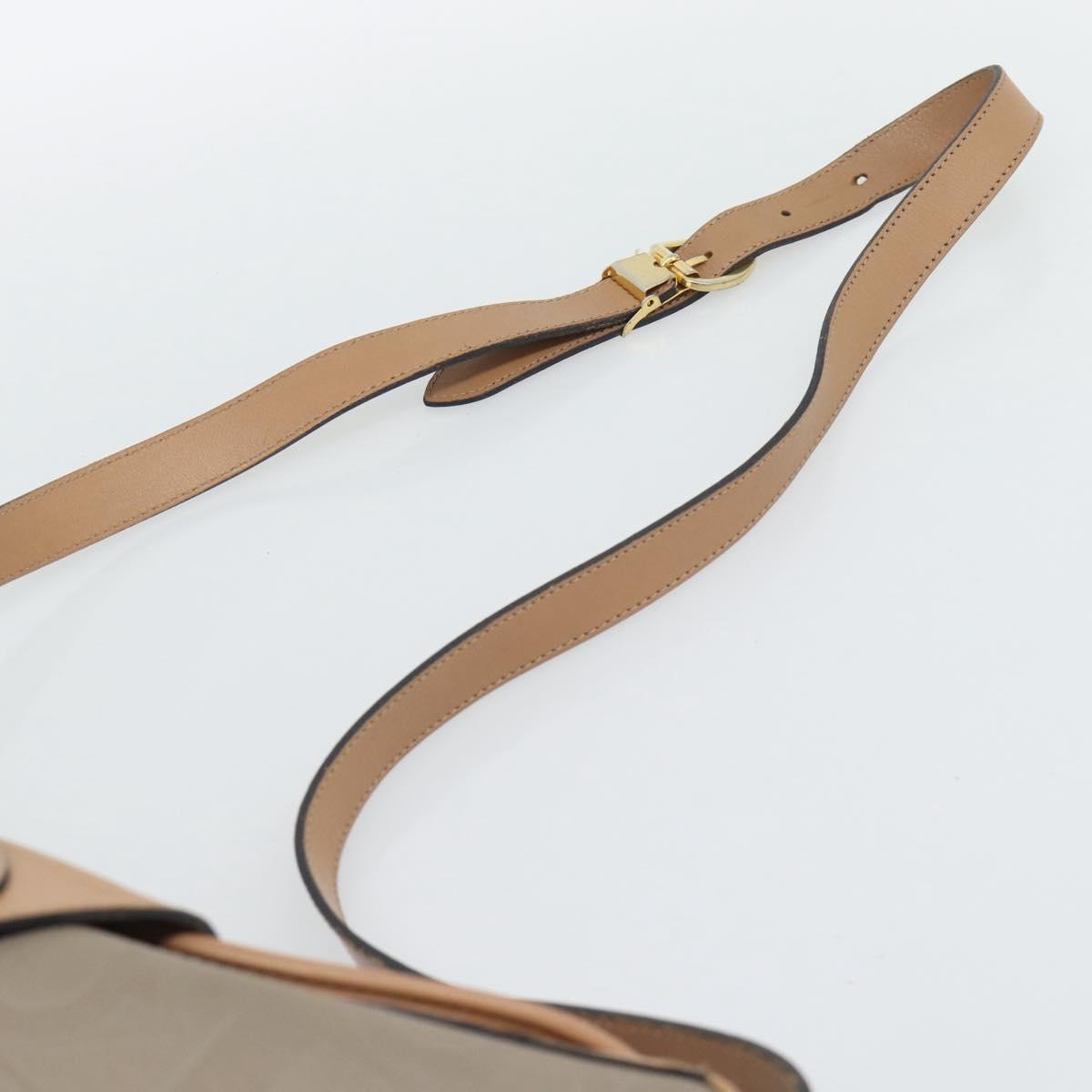 Christian Dior Shoulder Bag PVC Leather Beige Gold Tone Auth gh2327