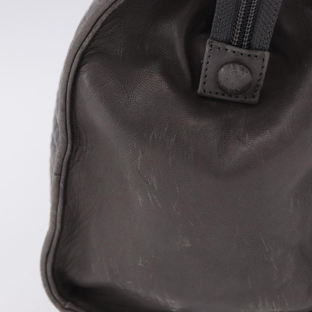 BALLY Hand Bag Leather Gray Gold Tone Auth gh2329