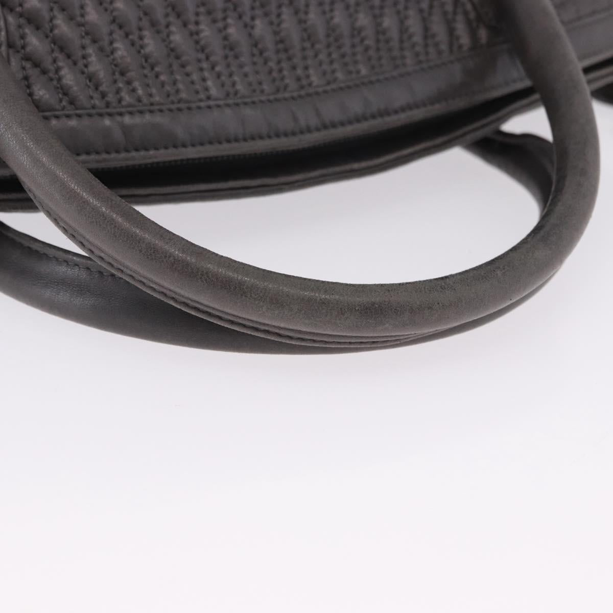 BALLY Hand Bag Leather Gray Gold Tone Auth gh2329