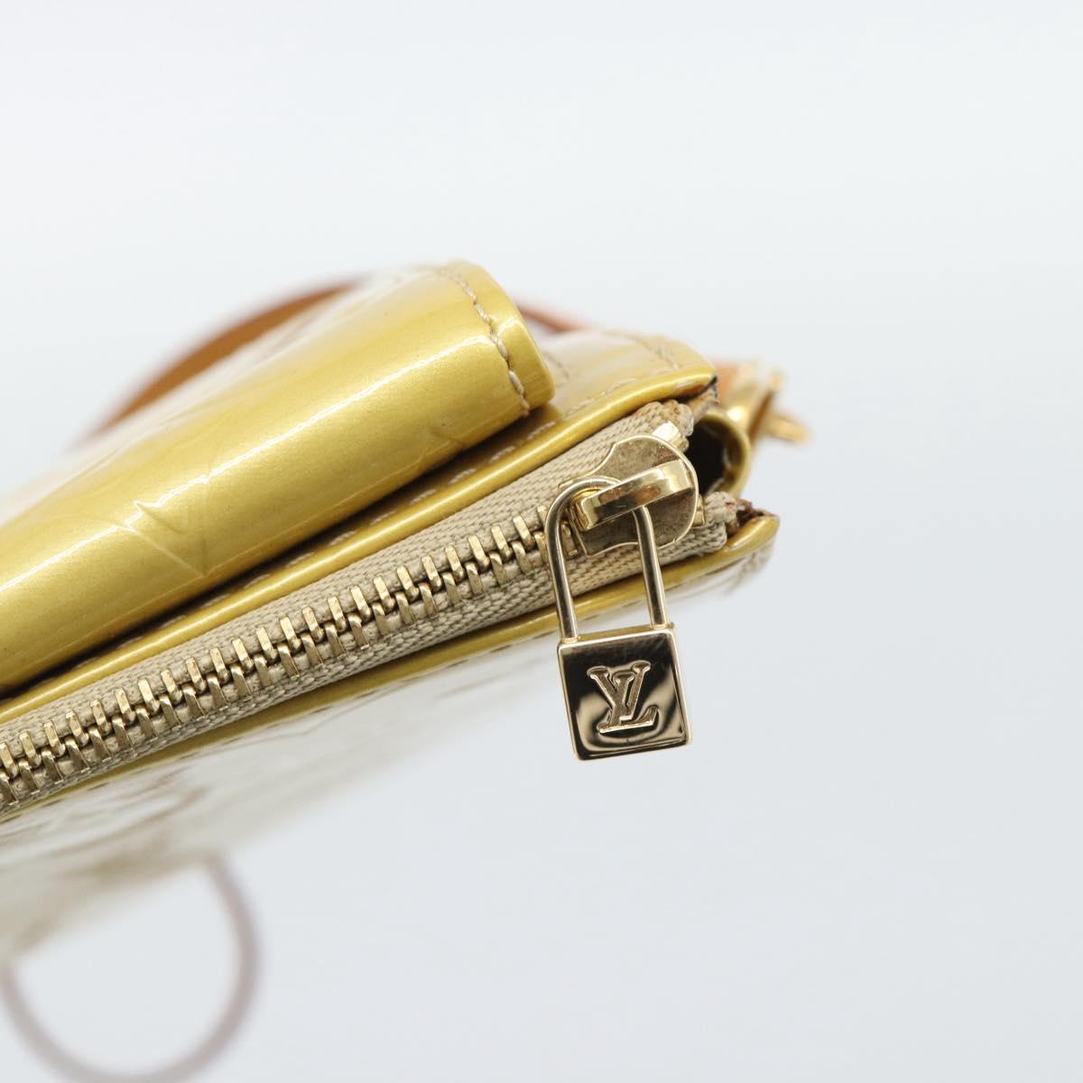 LOUIS VUITTON Monogram Vernis Motto Accessory Pouch Beige M91136 LV Auth gh2331A