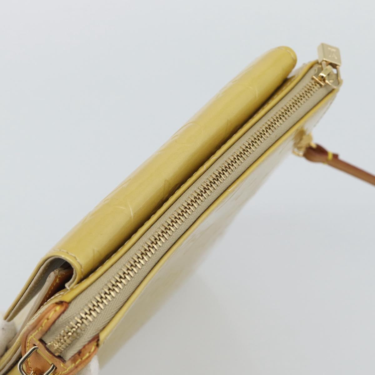 LOUIS VUITTON Monogram Vernis Motto Accessory Pouch Beige M91136 LV Auth gh2331A