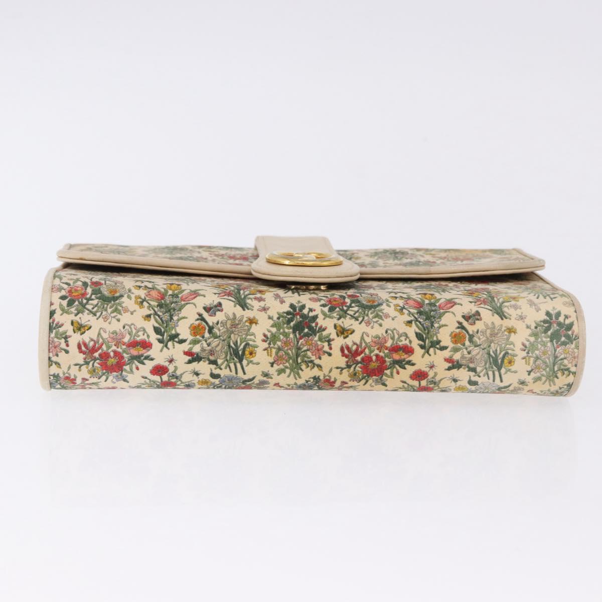 GUCCI Flora Chain Shoulder Bag Canvas Multicolor Gold Tone Auth gh2332