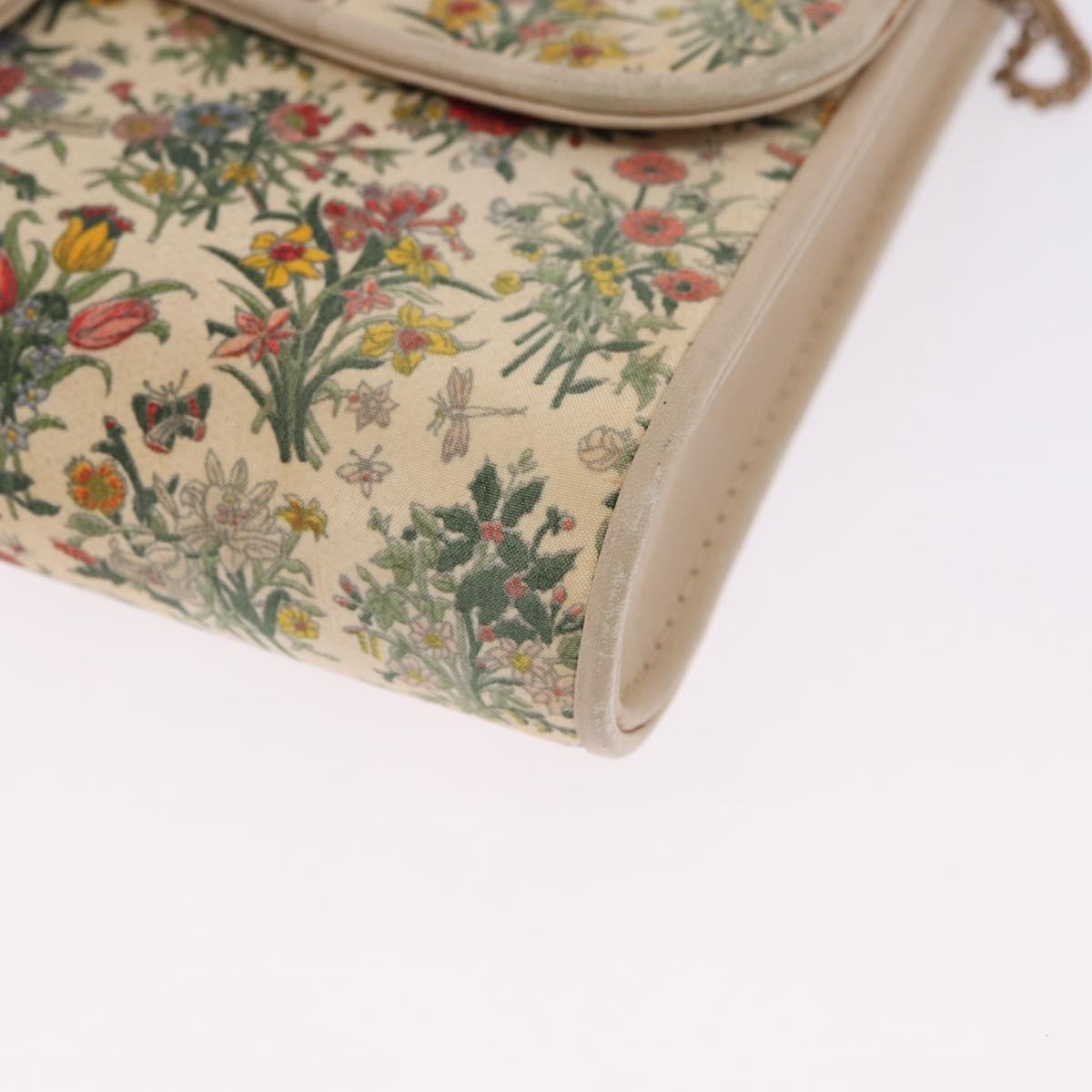 GUCCI Flora Chain Shoulder Bag Canvas Multicolor Gold Tone Auth gh2332