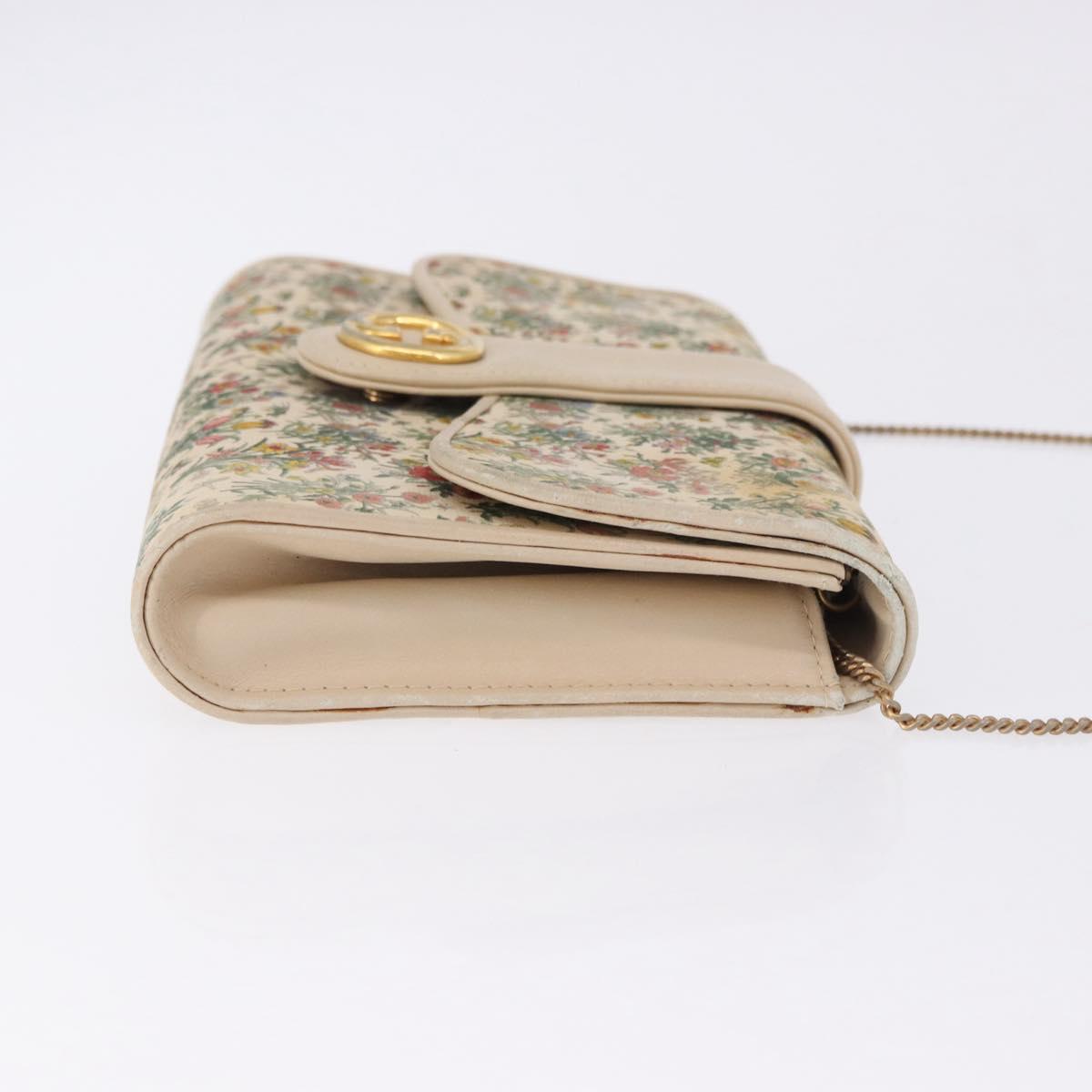 GUCCI Flora Chain Shoulder Bag Canvas Multicolor Gold Tone Auth gh2332