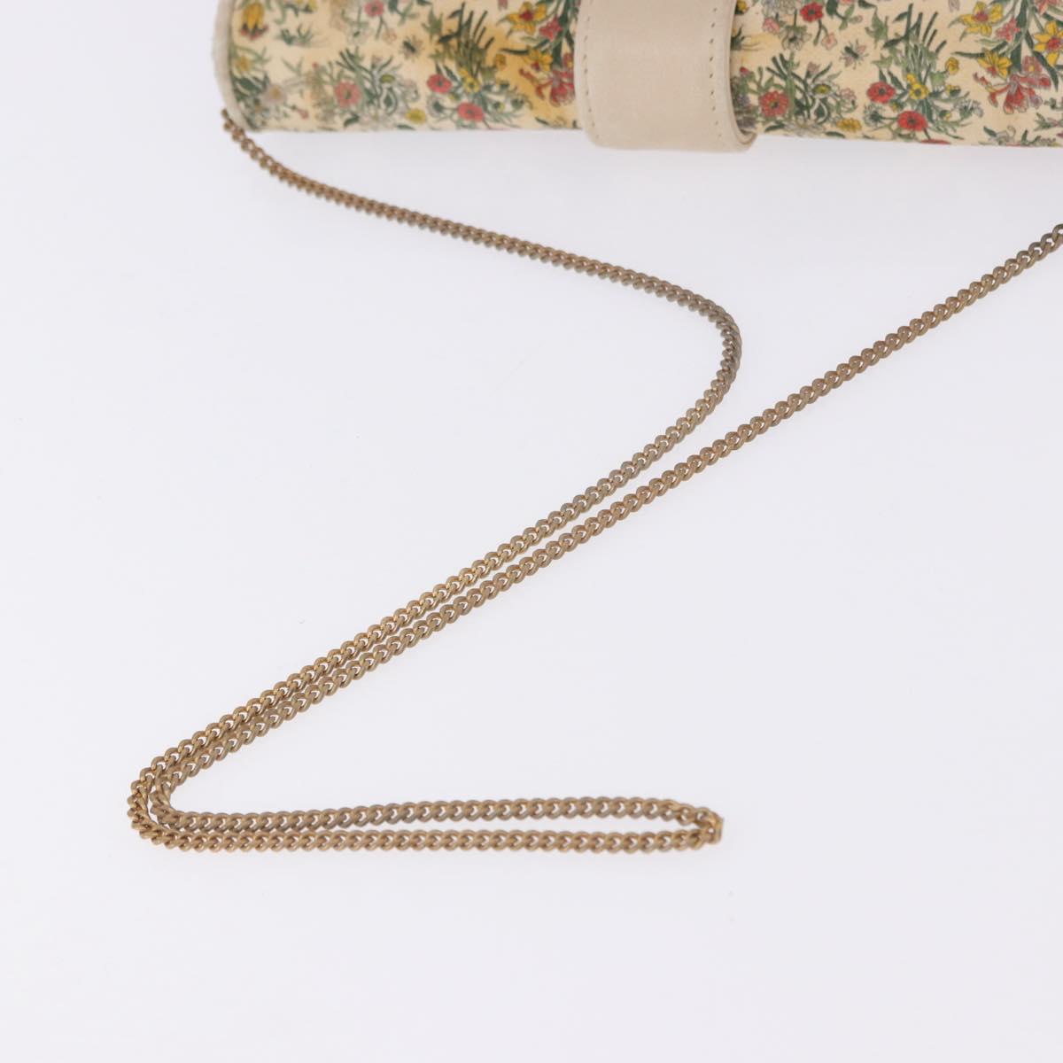 GUCCI Flora Chain Shoulder Bag Canvas Multicolor Gold Tone Auth gh2332