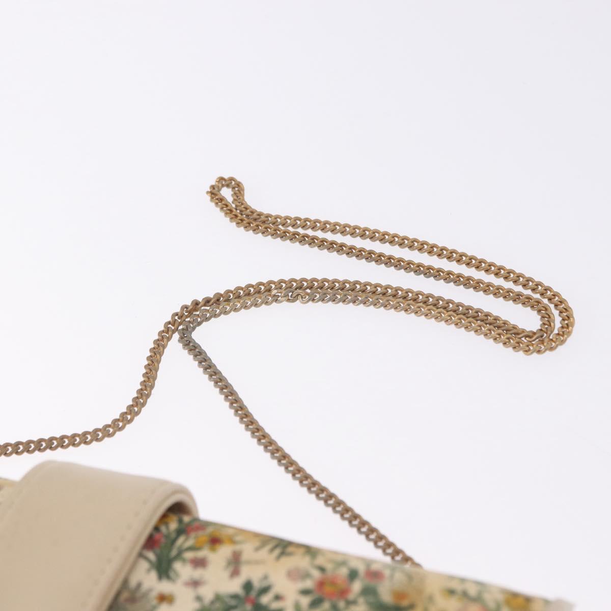 GUCCI Flora Chain Shoulder Bag Canvas Multicolor Gold Tone Auth gh2332