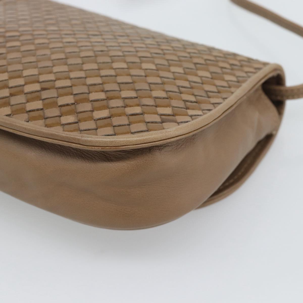 FENDI Shoulder Bag Leather Brown Gold Tone Auth gh2333A