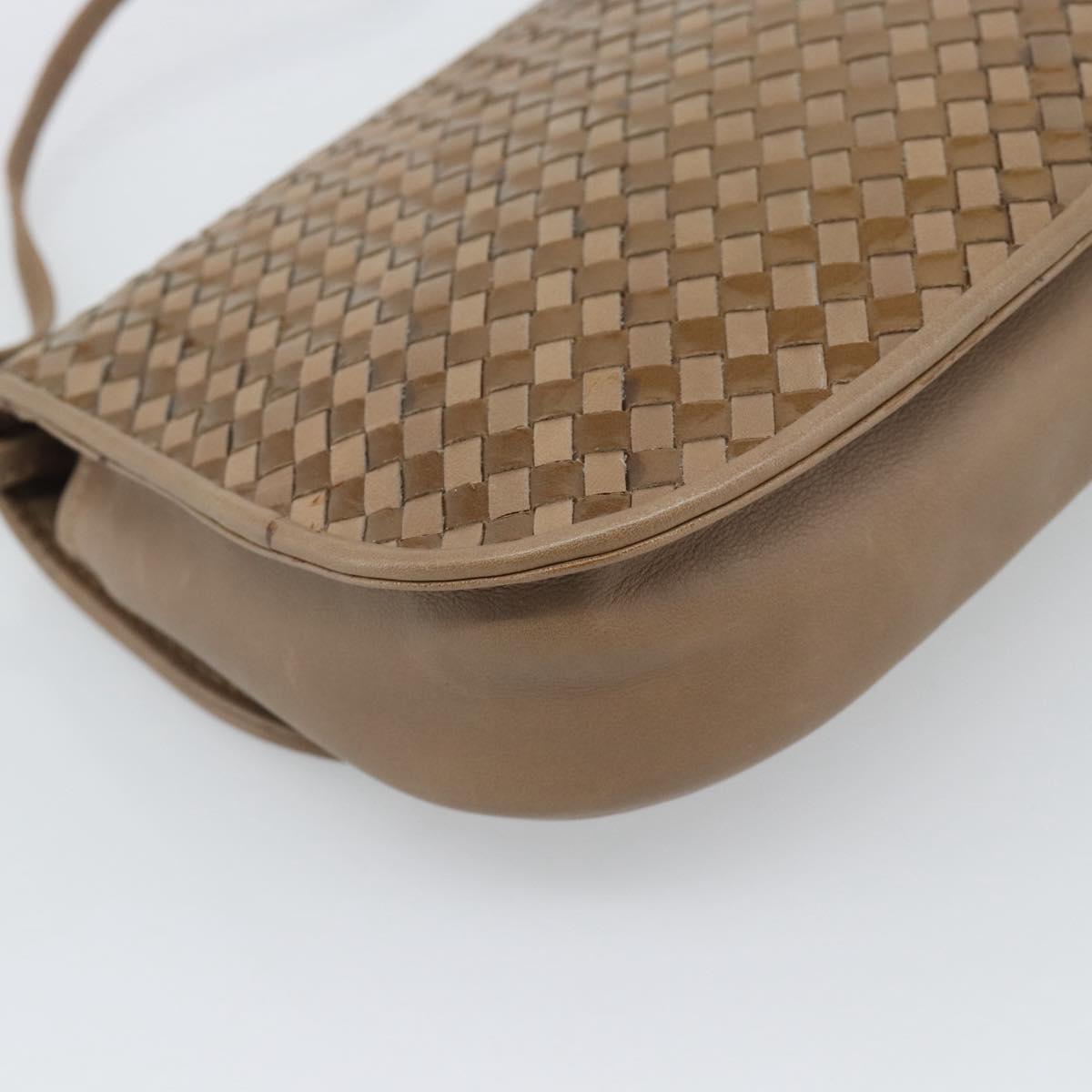 FENDI Shoulder Bag Leather Brown Gold Tone Auth gh2333A