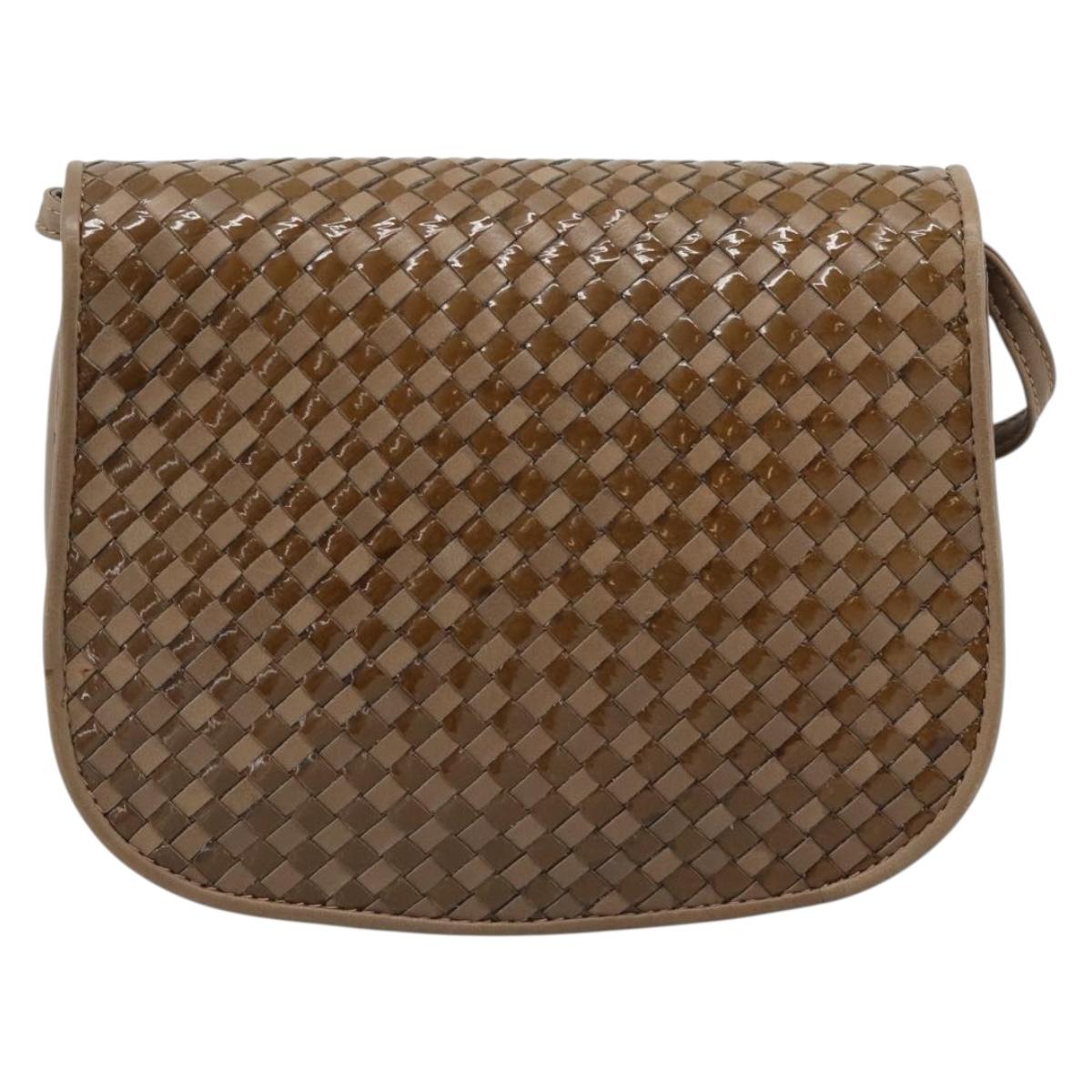 FENDI Shoulder Bag Leather Brown Gold Tone Auth gh2333A