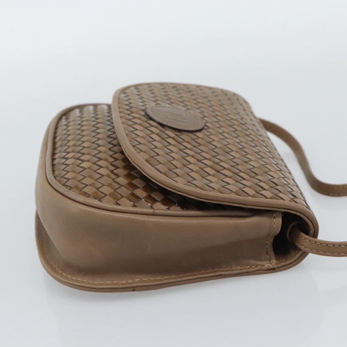 FENDI Shoulder Bag Leather Brown Gold Tone Auth gh2333A