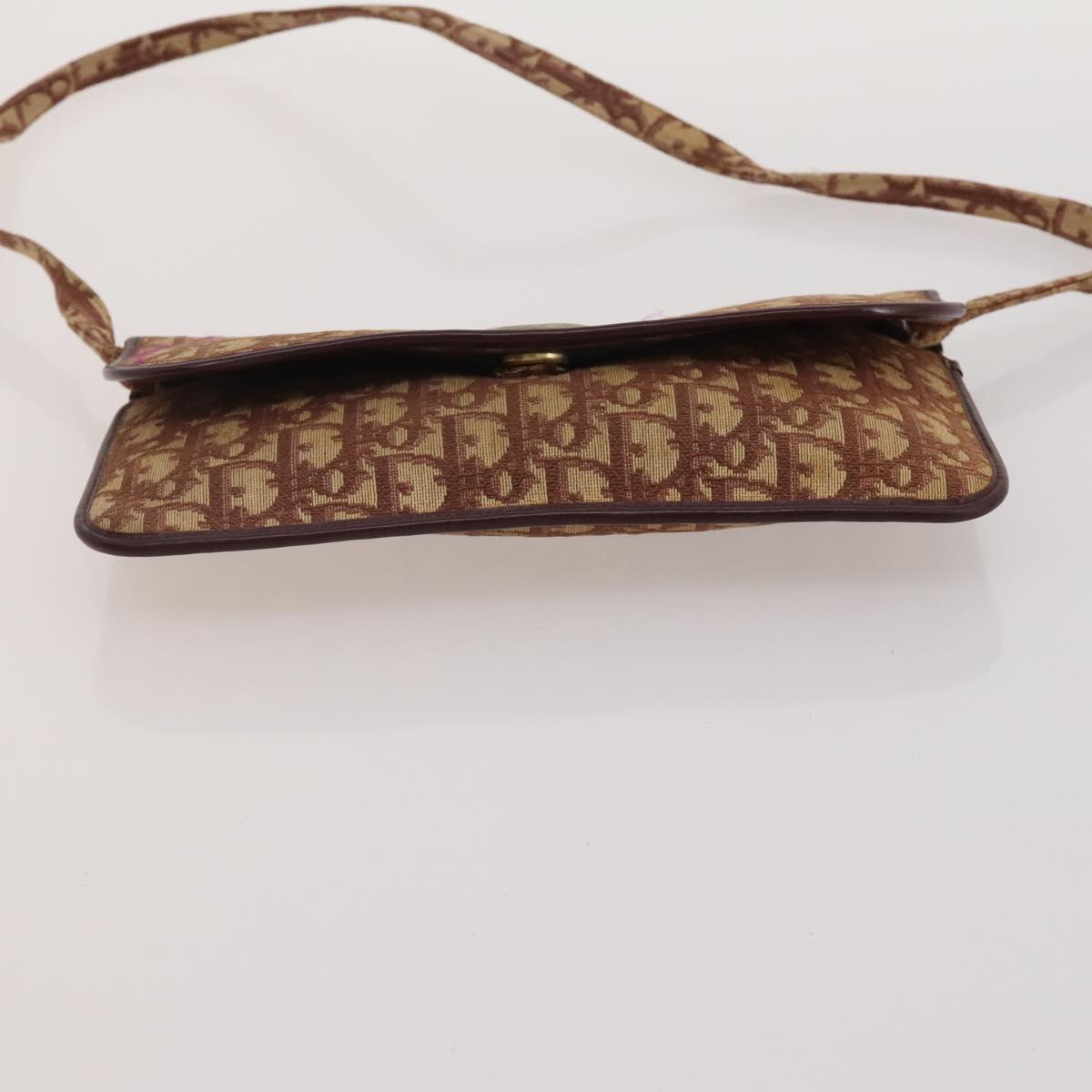 CELINE Dior Trotter Macadam Shoulder Bag Canvas PVC 2 Set Brown Red Auth gh2338