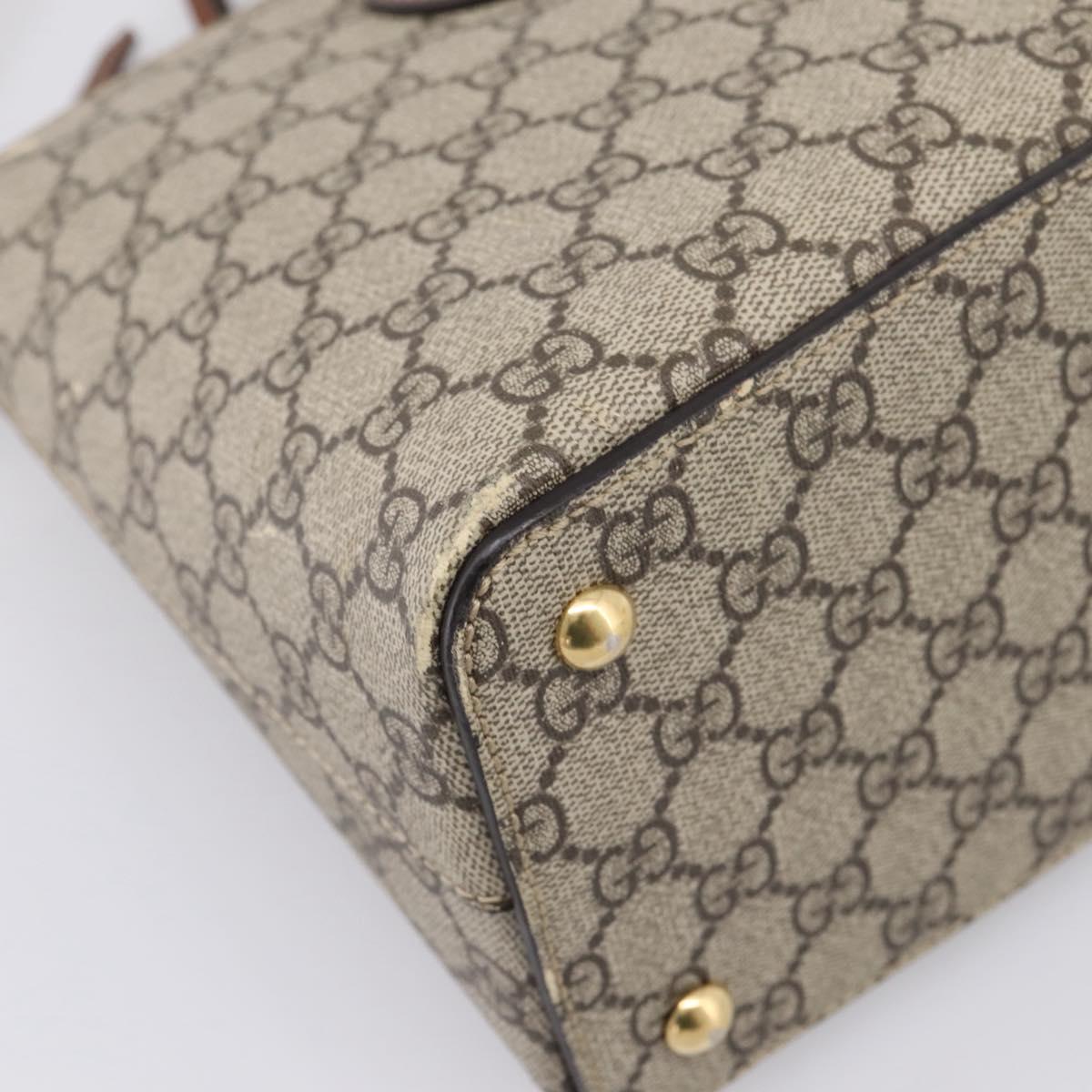 GUCCI GG Supreme Hand Bag PVC 2way Beige Gold Tone 409534 Auth gh2344