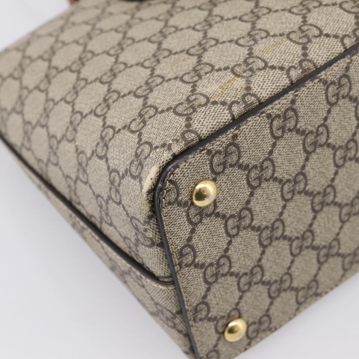 GUCCI GG Supreme Hand Bag PVC 2way Beige Gold Tone 409534 Auth gh2344
