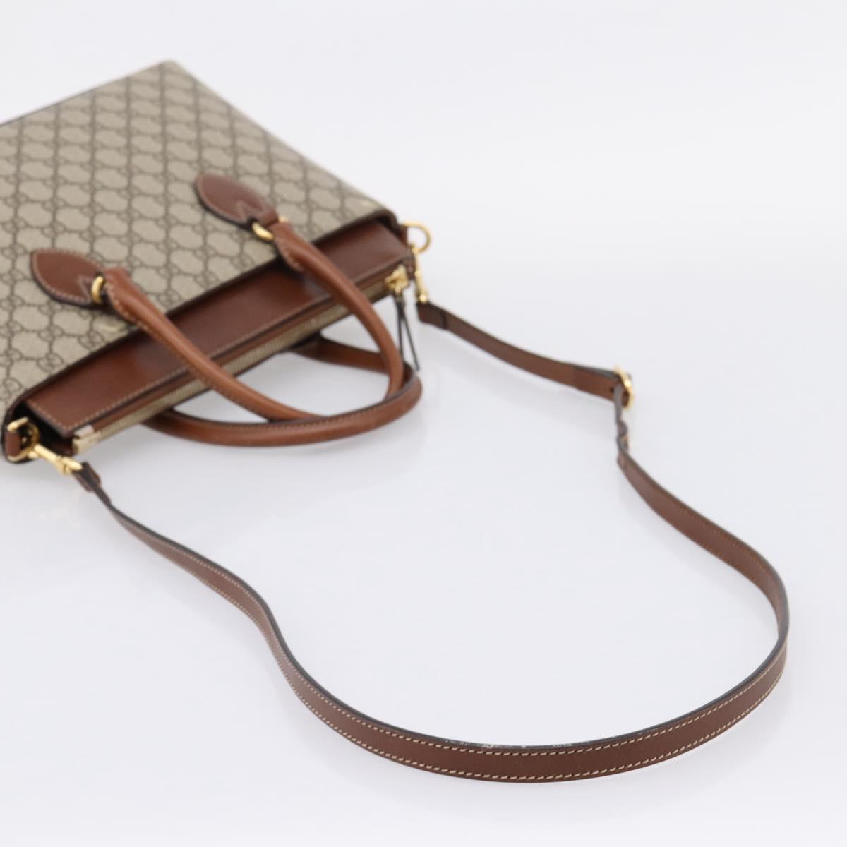 GUCCI GG Supreme Hand Bag PVC 2way Beige Gold Tone 409534 Auth gh2344