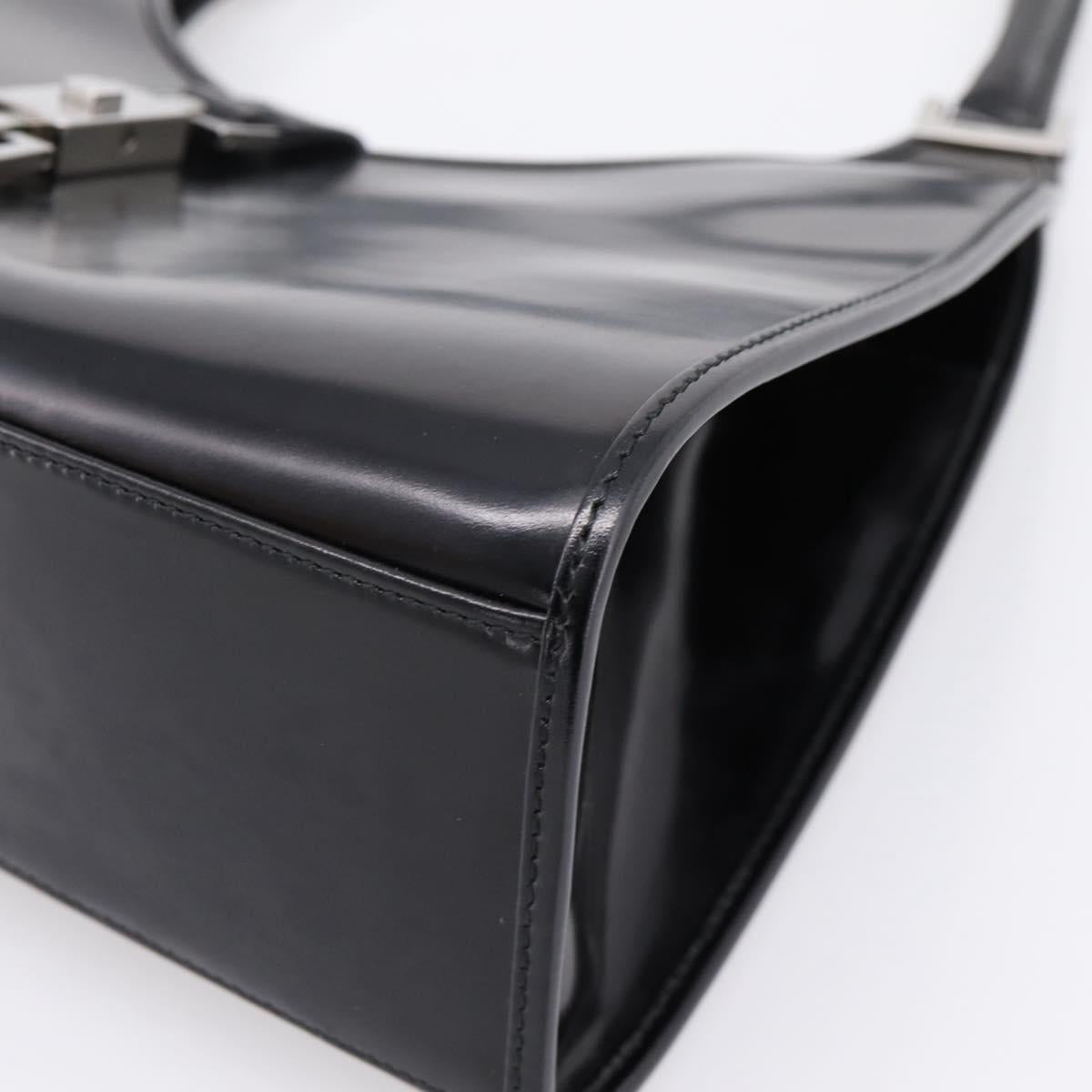 GUCCI Jackie Hand Bag Leather Black Silver 002 1067 Auth gh2346