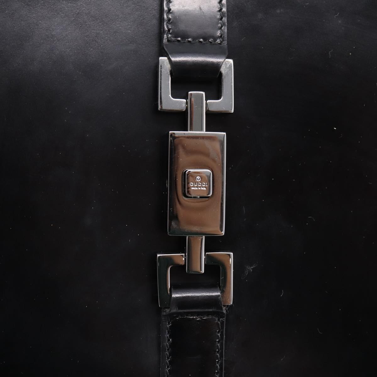 GUCCI Jackie Hand Bag Leather Black Silver 002 1067 Auth gh2346