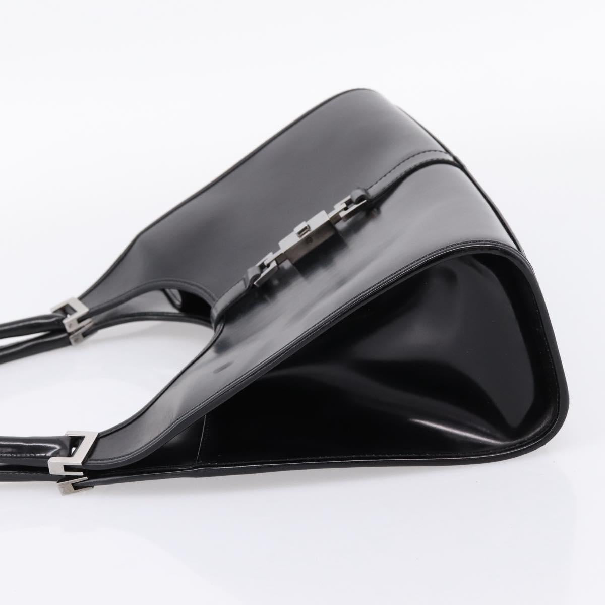 GUCCI Jackie Hand Bag Leather Black Silver 002 1067 Auth gh2346