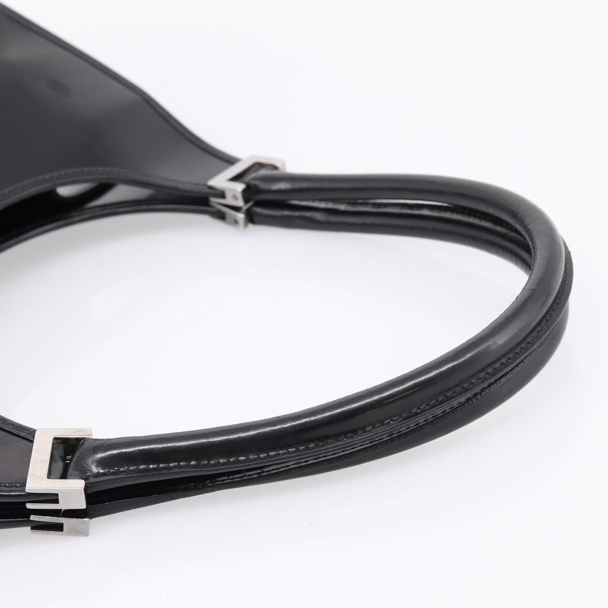 GUCCI Jackie Hand Bag Leather Black Silver 002 1067 Auth gh2346