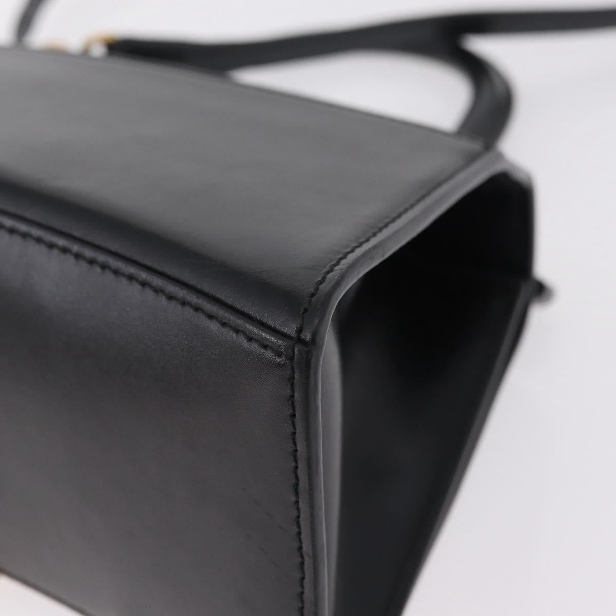 BALENCIAGA Hour Glass Small Hand Bag Leather 2way Black Gold 693546 Auth gh2347V