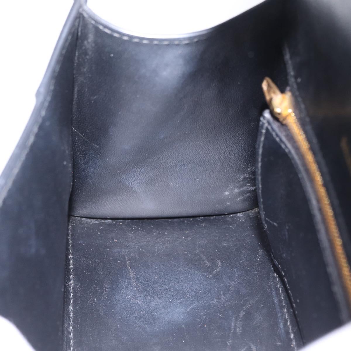 BALENCIAGA Hour Glass Small Hand Bag Leather 2way Black Gold 693546 Auth gh2347V