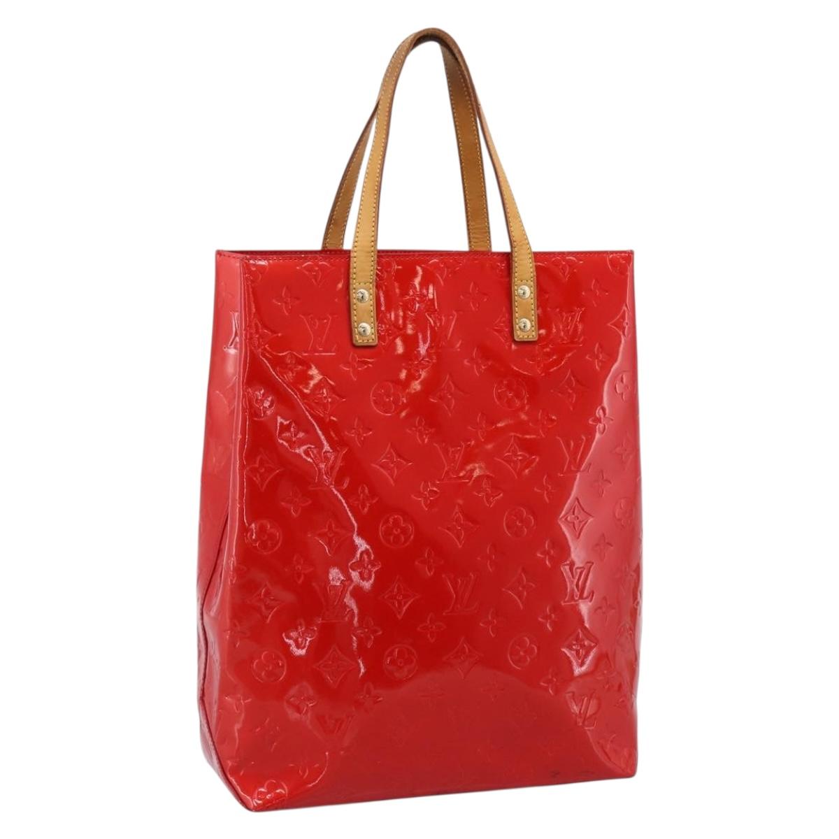 LOUIS VUITTON Monogram Vernis Reade MM Hand Bag Red M91086 LV Auth gh2348