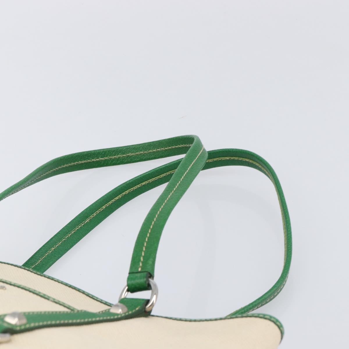 PRADA Tote Bag Canvas Beige Green Auth gh2350