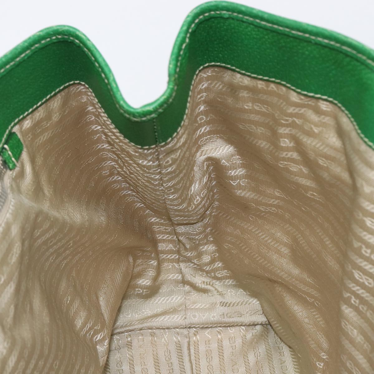 PRADA Tote Bag Canvas Beige Green Auth gh2350