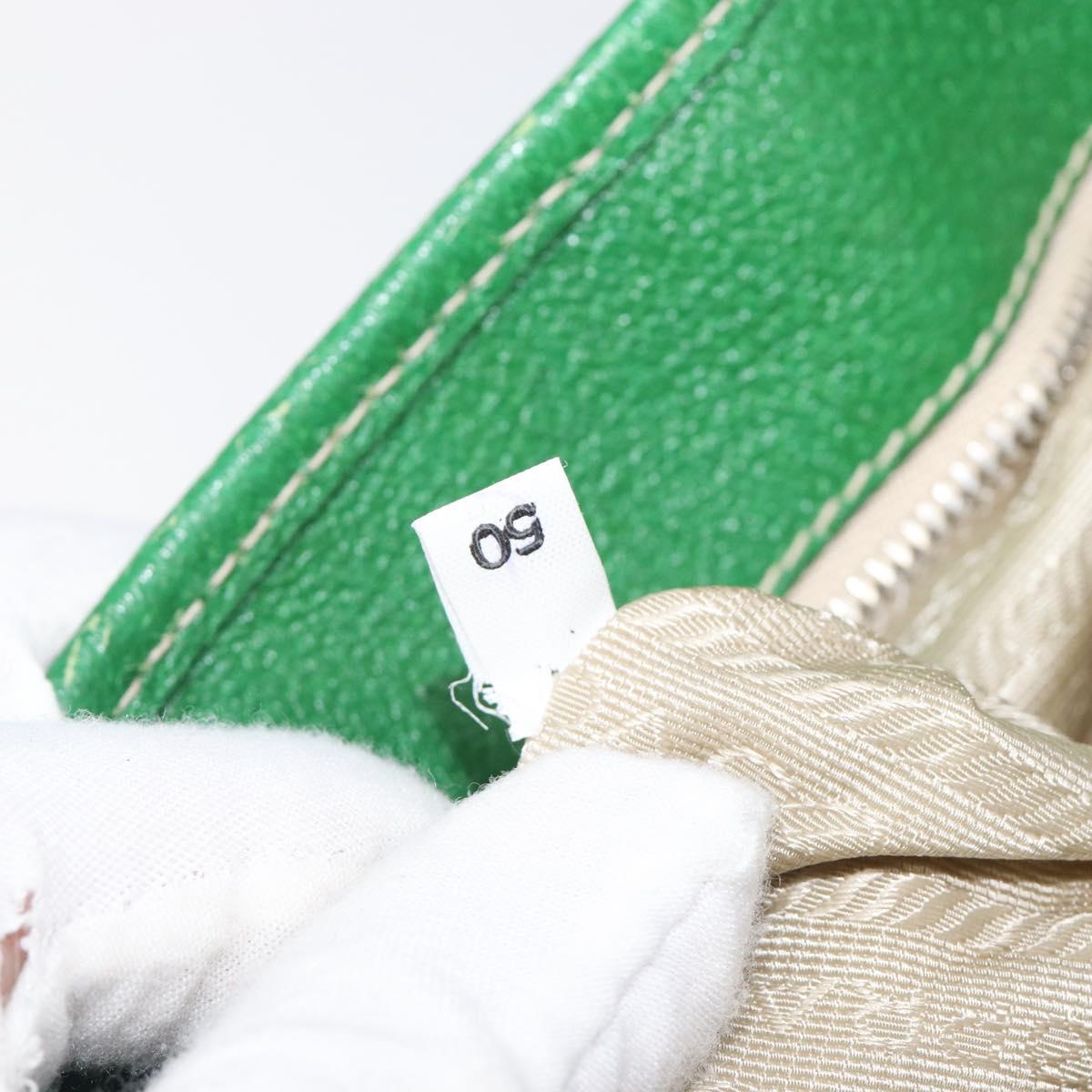 PRADA Tote Bag Canvas Beige Green Auth gh2350