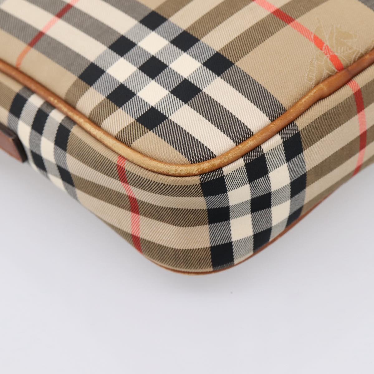 BURBERRY Nova Check Shoulder Bag Canvas Beige Gold Tone Auth gh2353