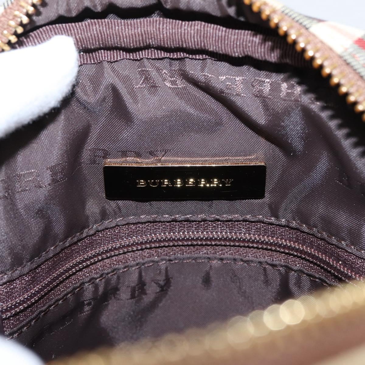 BURBERRY Nova Check Shoulder Bag Canvas Beige Gold Tone Auth gh2353