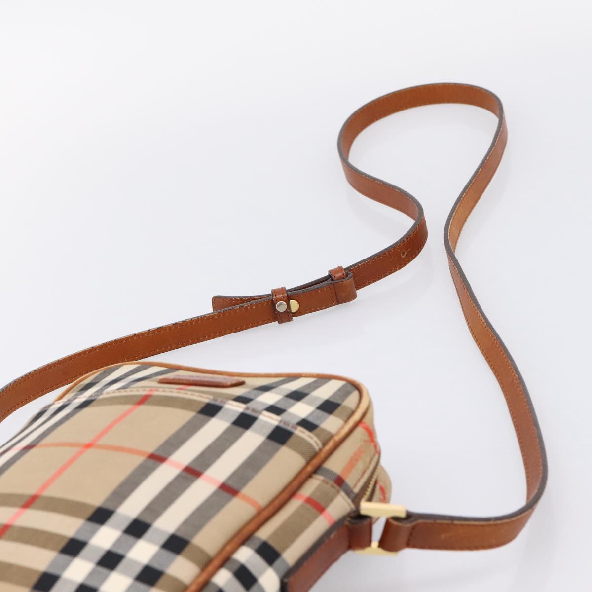 BURBERRY Nova Check Shoulder Bag Canvas Beige Gold Tone Auth gh2353