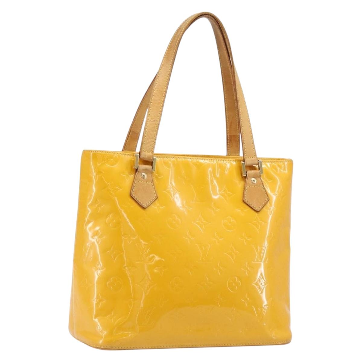 LOUIS VUITTON Monogram Vernis Houston Hand Bag Jaune M91121 LV Auth gh2355