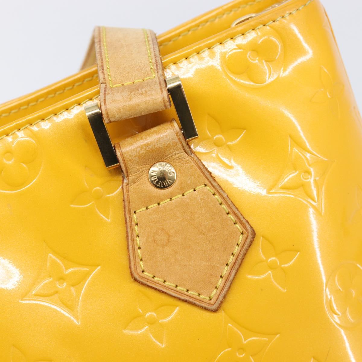 LOUIS VUITTON Monogram Vernis Houston Hand Bag Jaune M91121 LV Auth gh2355