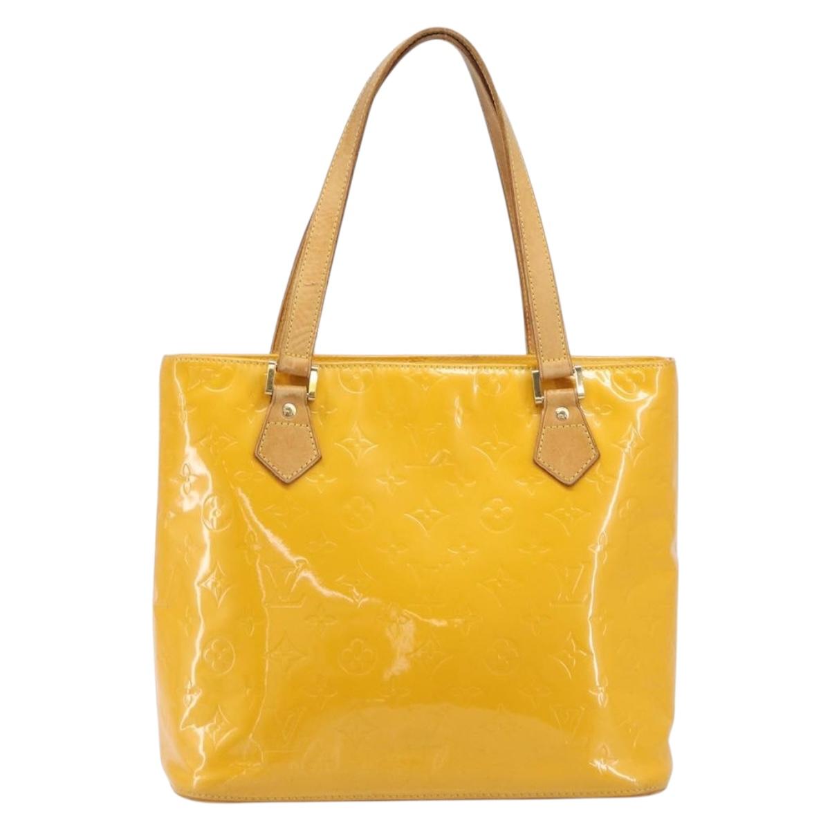 LOUIS VUITTON Monogram Vernis Houston Hand Bag Jaune M91121 LV Auth gh2355