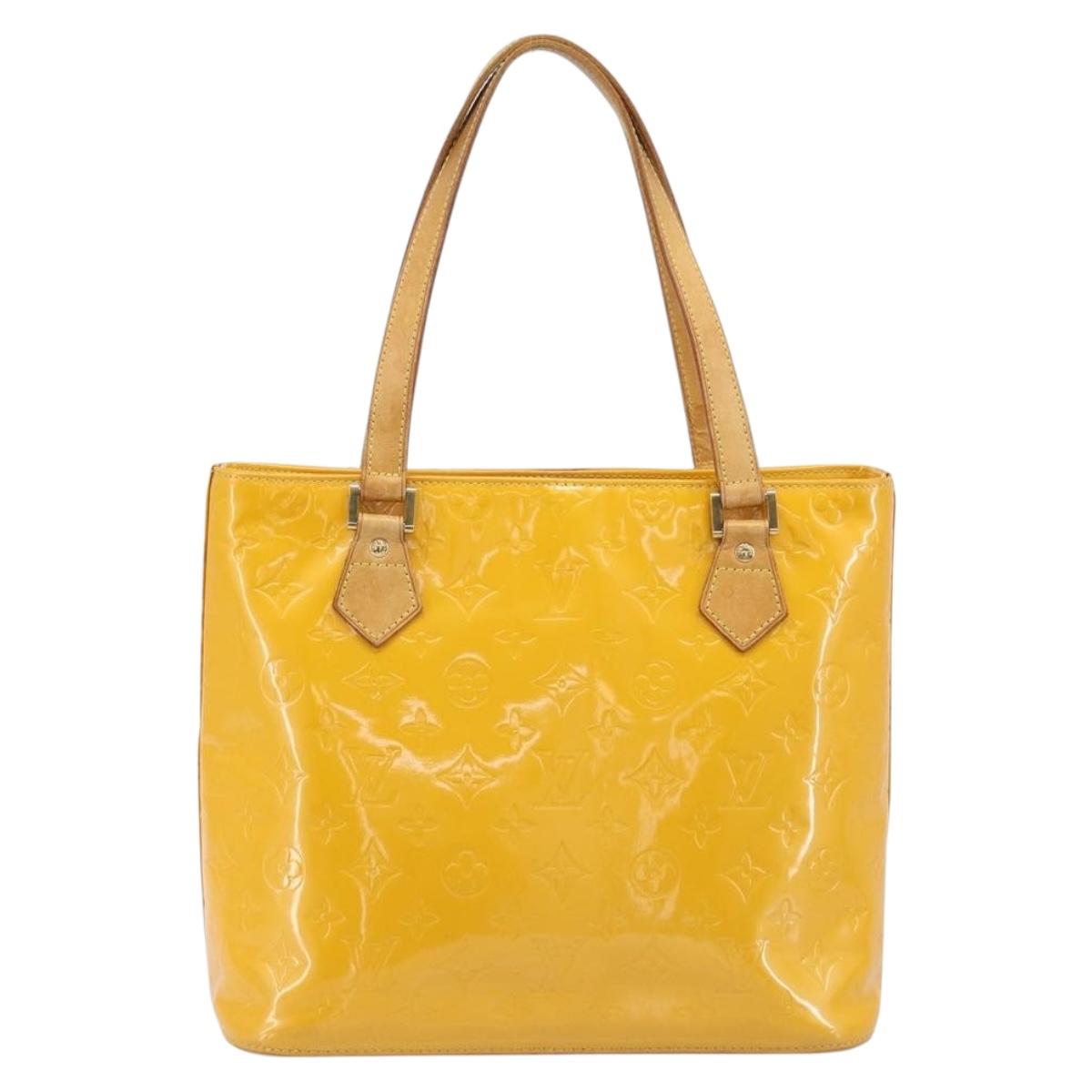 LOUIS VUITTON Monogram Vernis Houston Hand Bag Jaune M91121 LV Auth gh2355