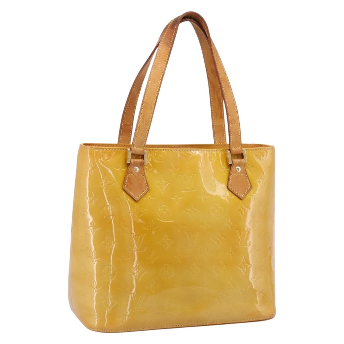LOUIS VUITTON Monogram Vernis Houston Hand Bag Beige M91004 LV Auth gh2356
