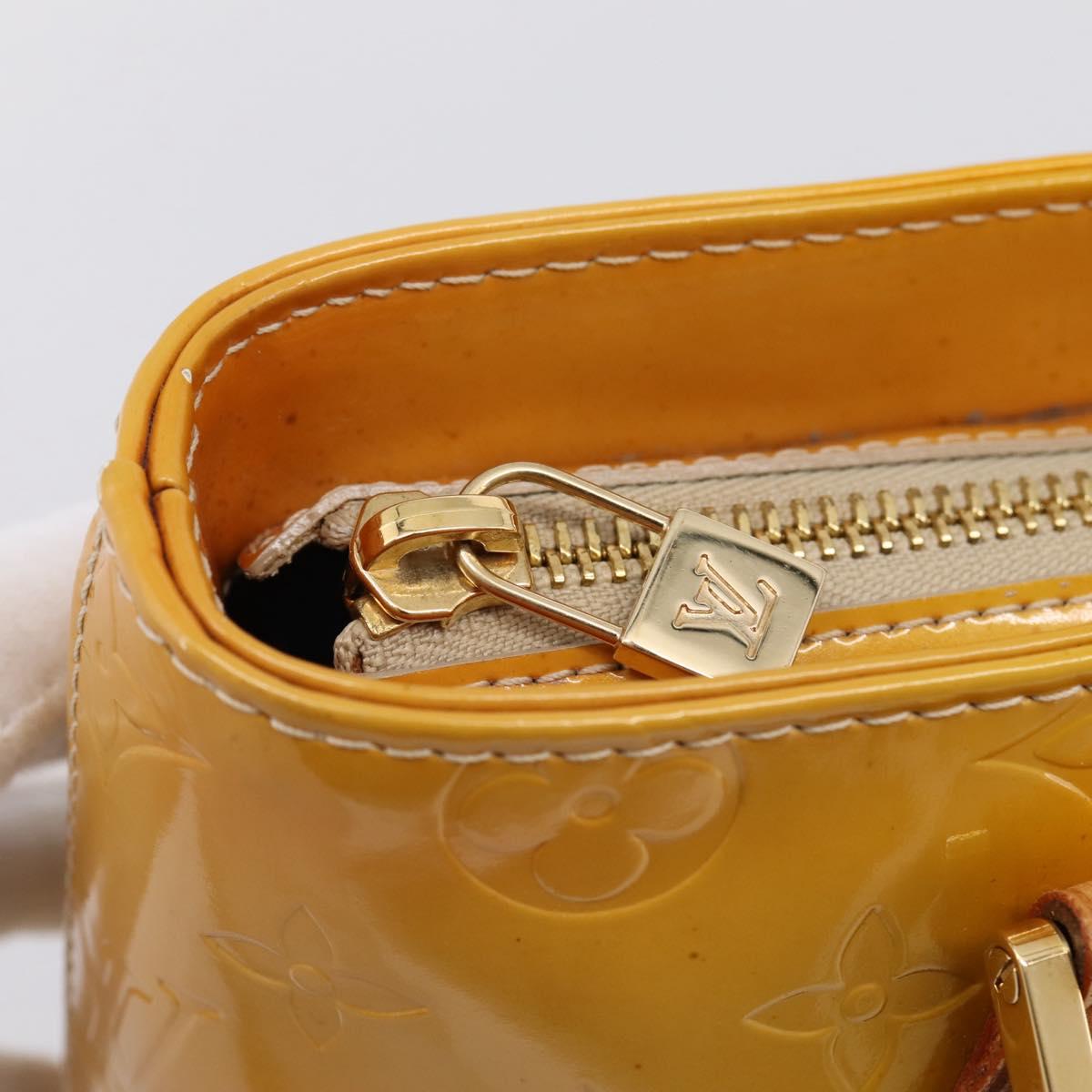 LOUIS VUITTON Monogram Vernis Houston Hand Bag Beige M91004 LV Auth gh2356