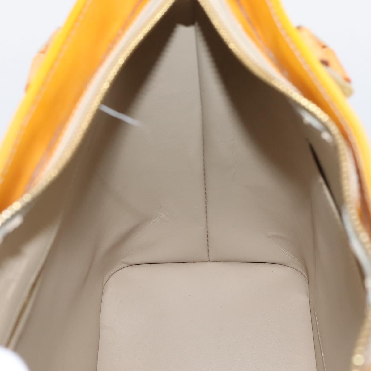 LOUIS VUITTON Monogram Vernis Houston Hand Bag Beige M91004 LV Auth gh2356