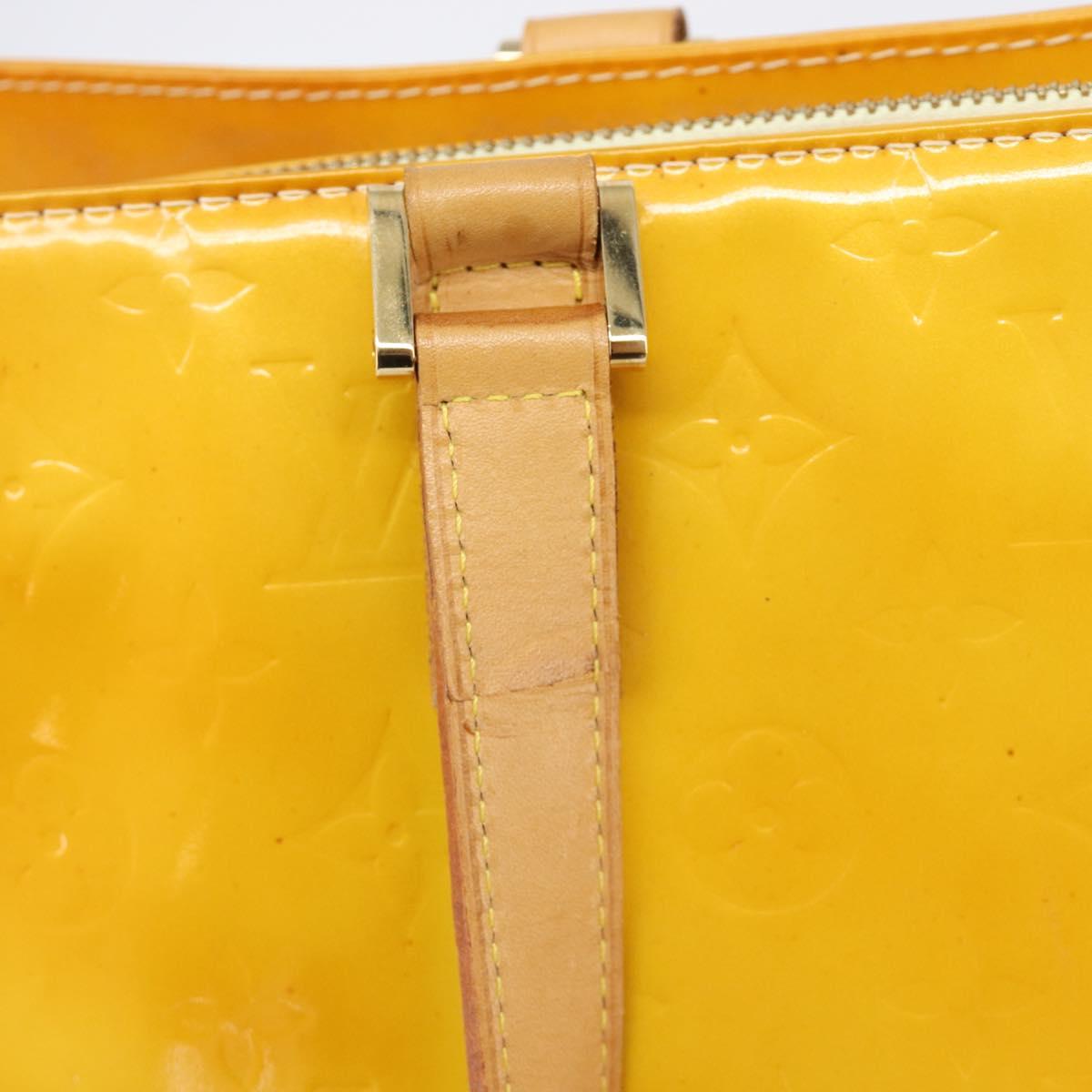 LOUIS VUITTON Monogram Vernis Columbus Tote Bag Lime Yellow M91047 Auth gh2358