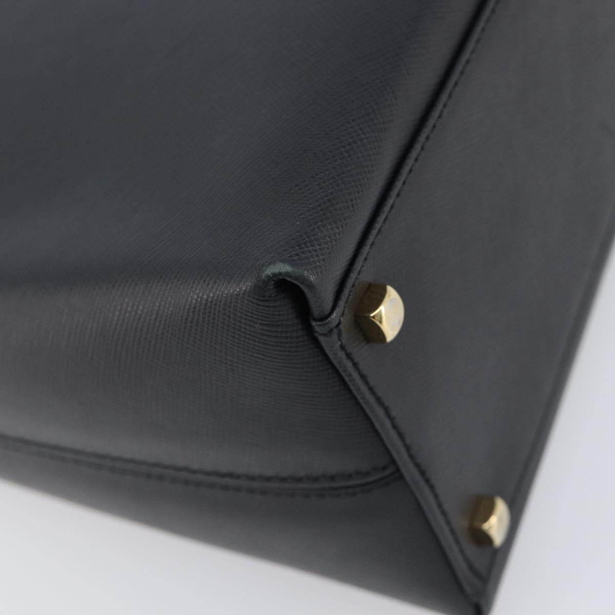 Salvatore Ferragamo Gancini Hand Bag Leather Black Gold Tone Auth gh2360