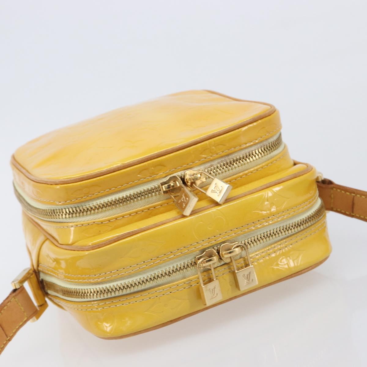 LOUIS VUITTON Monogram Vernis Wooster Bag Lime Yellow M91075 LV Auth gh2361A