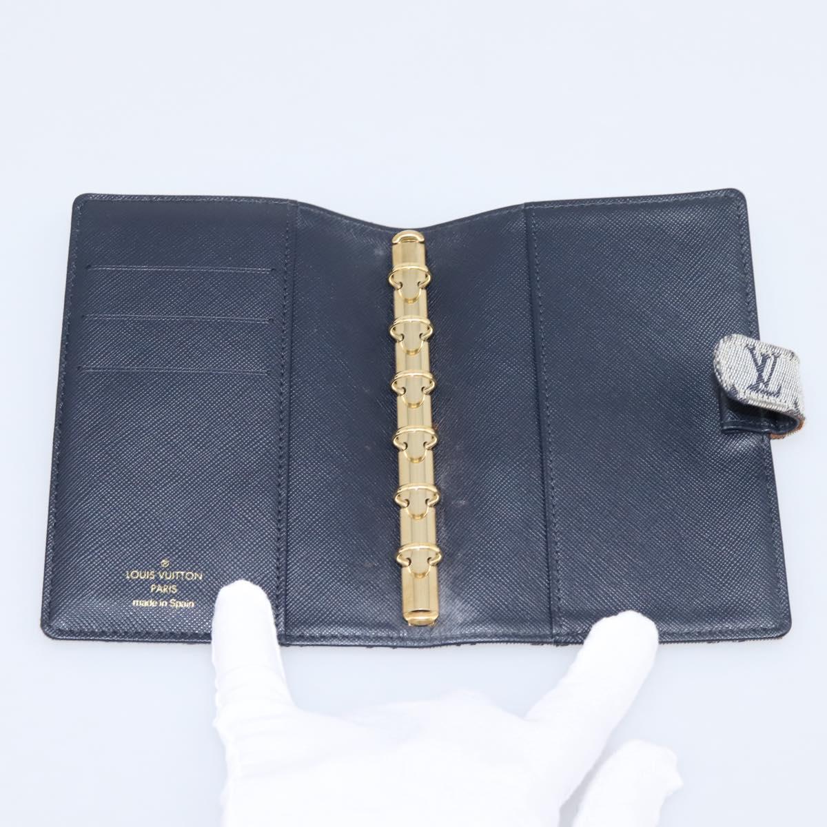 LOUIS VUITTON Monogram Mini Agenda PM Day Planner Cover Blue R20910 Auth gh2363