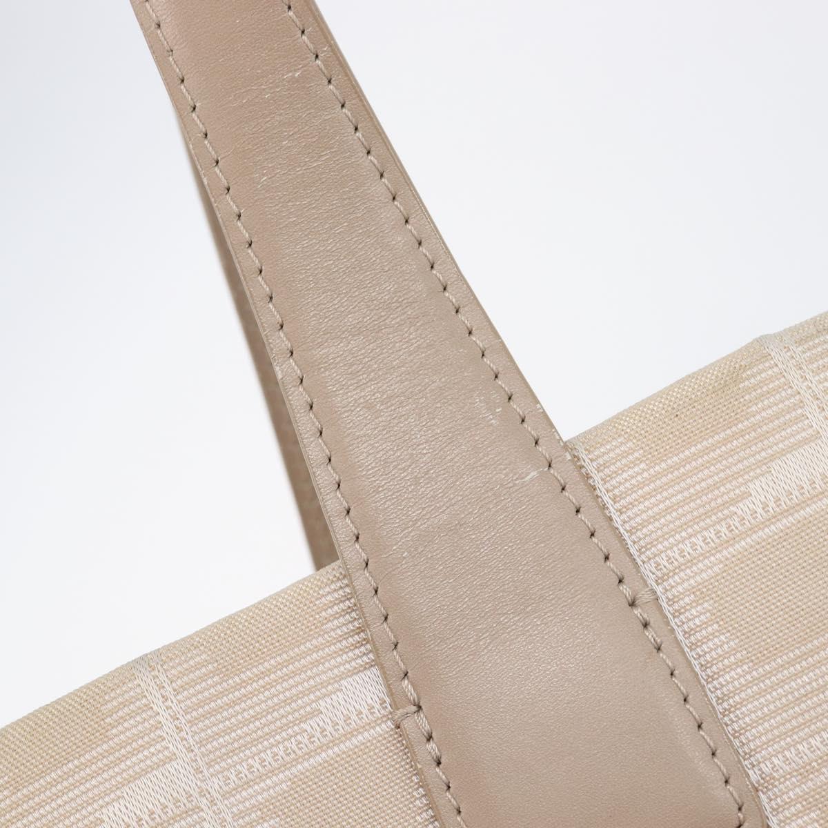 CHANEL New Travel Line Tote Bag Canvas Beige Gold Tone CC Auth gh2368