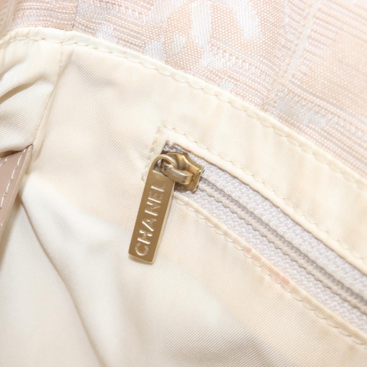 CHANEL New Travel Line Tote Bag Canvas Beige Gold Tone CC Auth gh2368