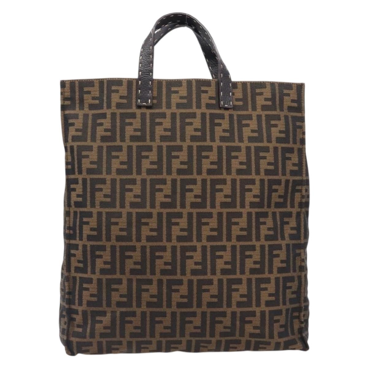 FENDI Zucca Canvas Hand Bag Black 8BH173 Auth gh2369