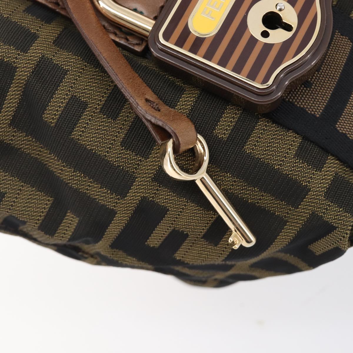 FENDI Zucca Canvas Hand Bag Black Gold Tone 7VA165 Auth gh2374