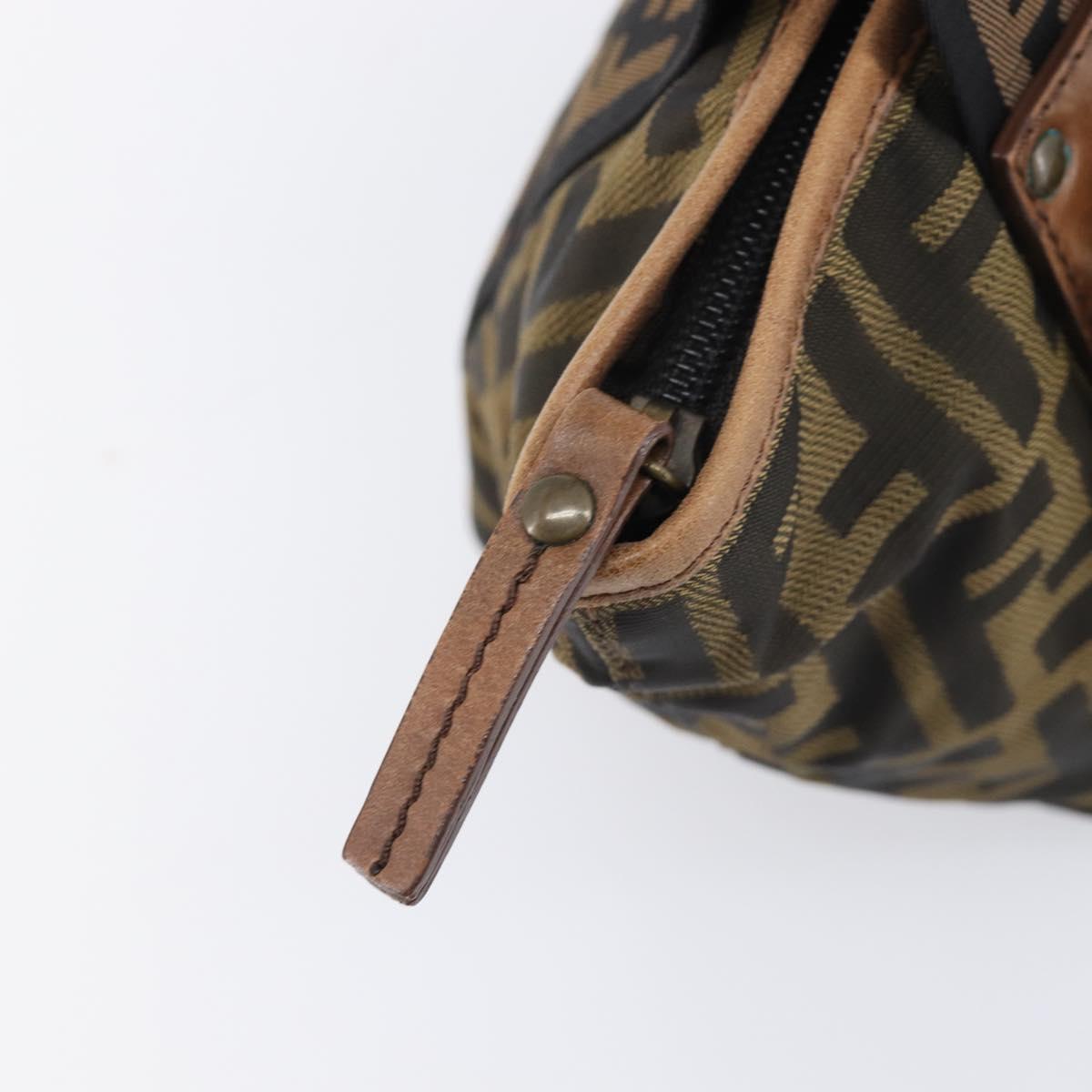 FENDI Zucca Canvas Hand Bag Black Gold Tone 7VA165 Auth gh2374