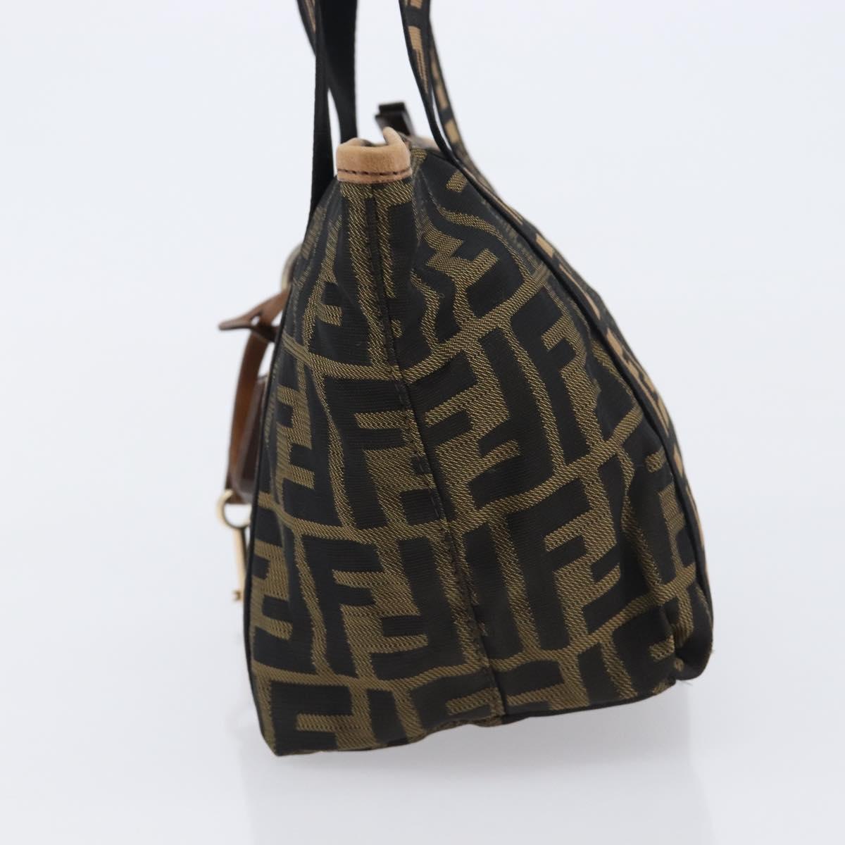 FENDI Zucca Canvas Hand Bag Black Gold Tone 7VA165 Auth gh2374