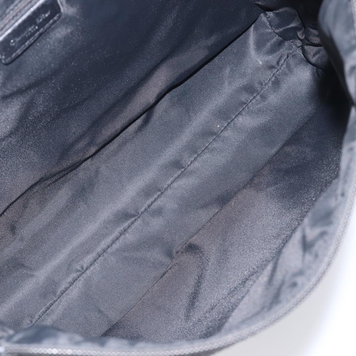 Christian Dior Trotter Canvas Shoulder Bag Black Silver Auth gh2375